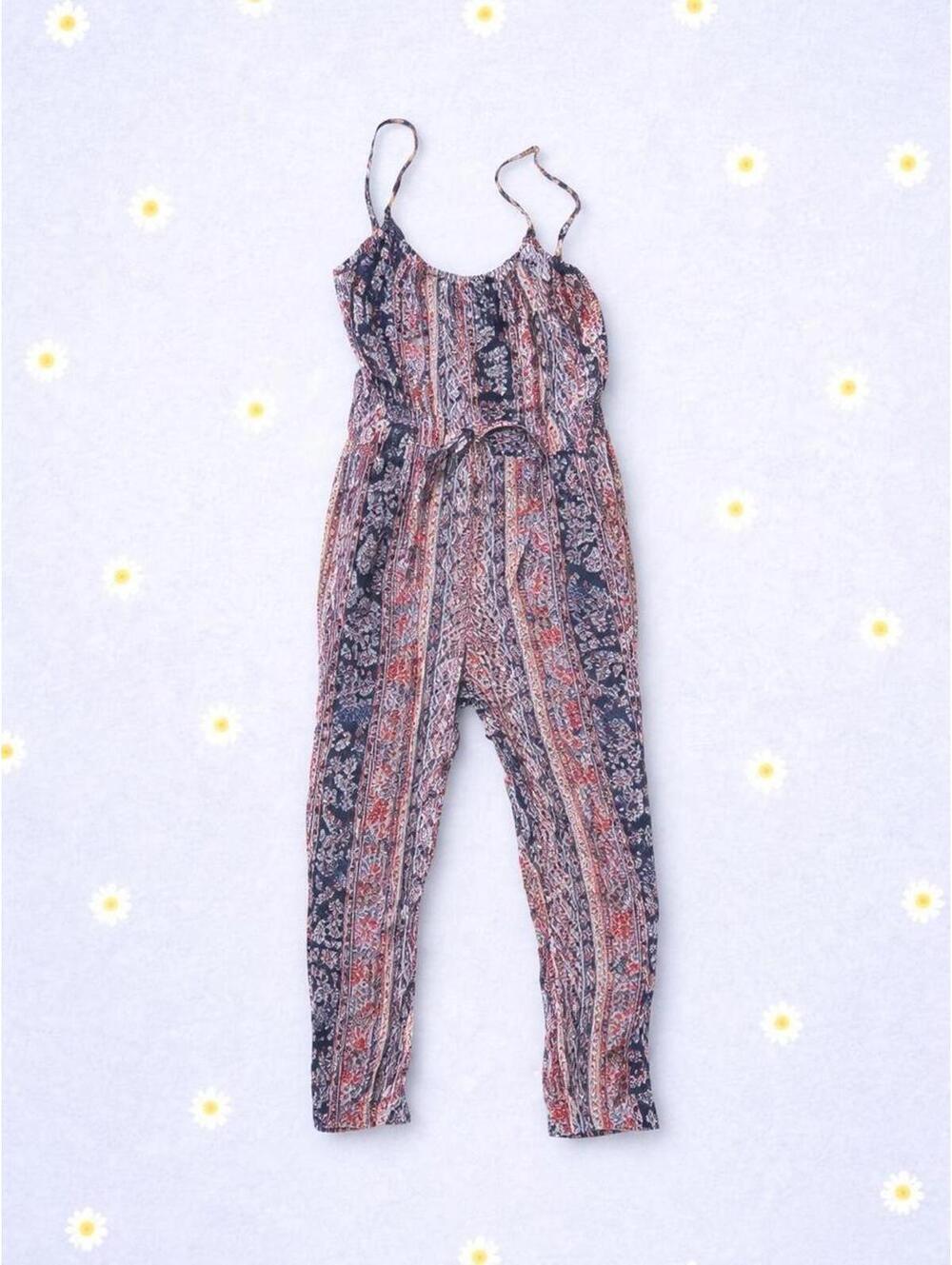 love tree boho floral romper cottagecore jumpsuit paisley print size medium
